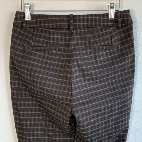 NWT Loft Brown Plaid High Waist Ankle Skinny Stretch Dress Pants Sz 2 Petite - Picture 9 of 13